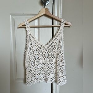 Cropped crocheted tank top